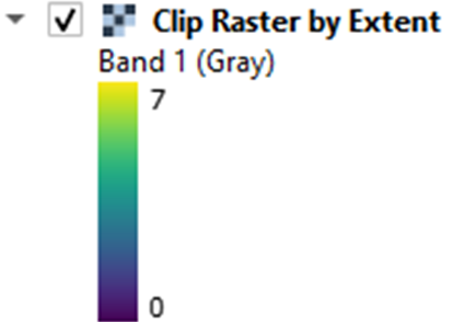 clip raster by extent result legend