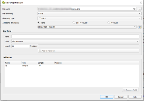 new shapefile layer point