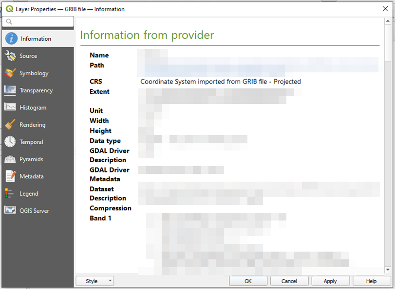 Layer Information QGIS 3.16