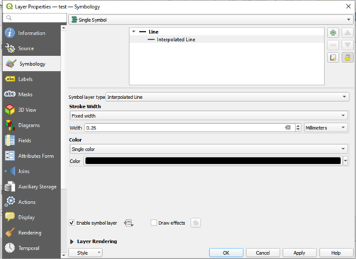 variable color and width line