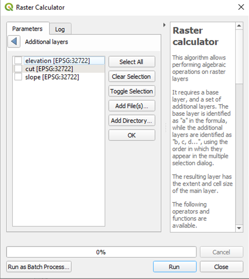 SAGA Raster Calculator main window