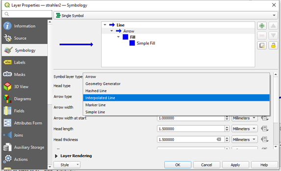 interpolated line QGIS