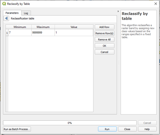 Reclassify by table step 3