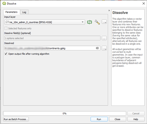 dissolve tool QGIS