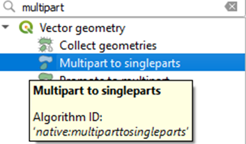 QGIS tool multipart to singlepart
