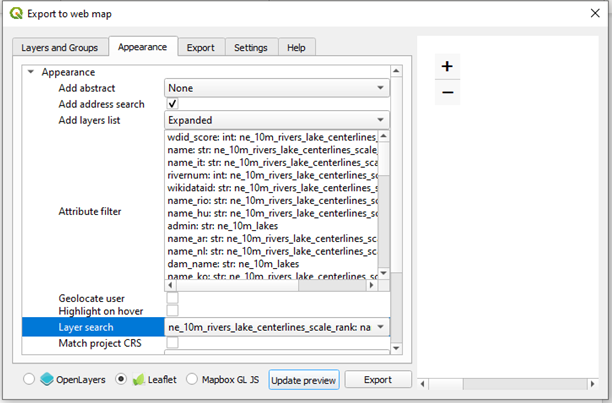 QGIS qgis2web