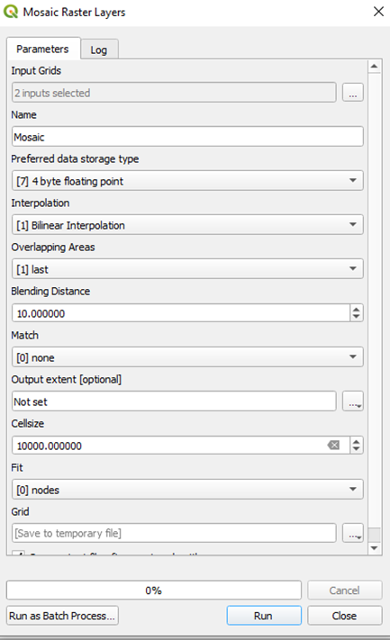 QGIS mosaic tool