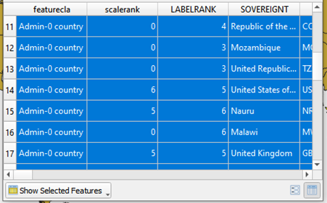 Select features on a latitude