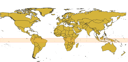 Select features on a latitude