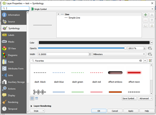 variable color and width line