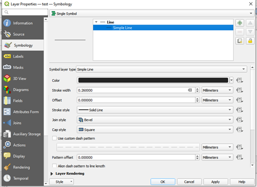 variable color and width line