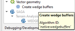 Finding the wedge tool on the processing toolbox