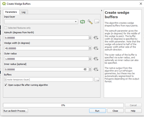 Finding the wedge tool on the processing toolbox