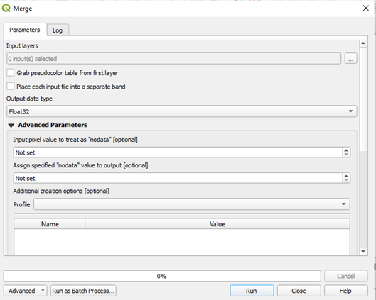 Merge raster tool on QGIS