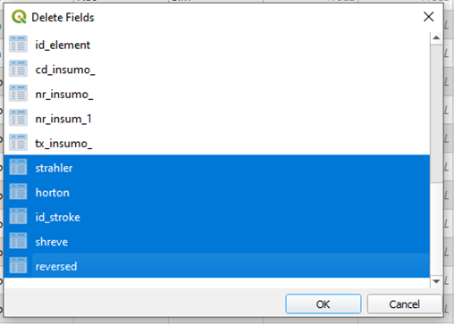 delete field attribute table QGIS